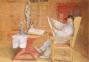 Carl Larsson self-portrait in the Studio oil on canvas